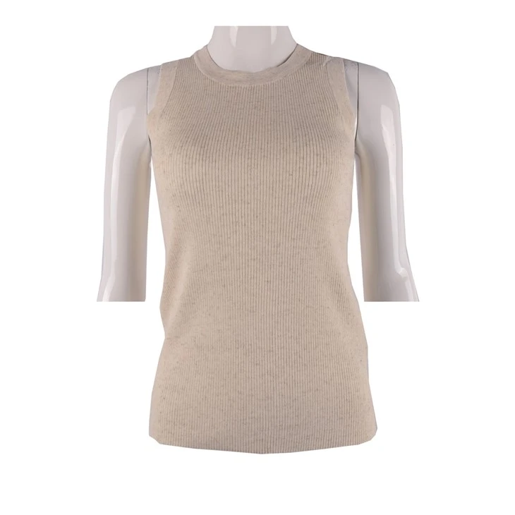 Pull sans manches à col rond pour femme